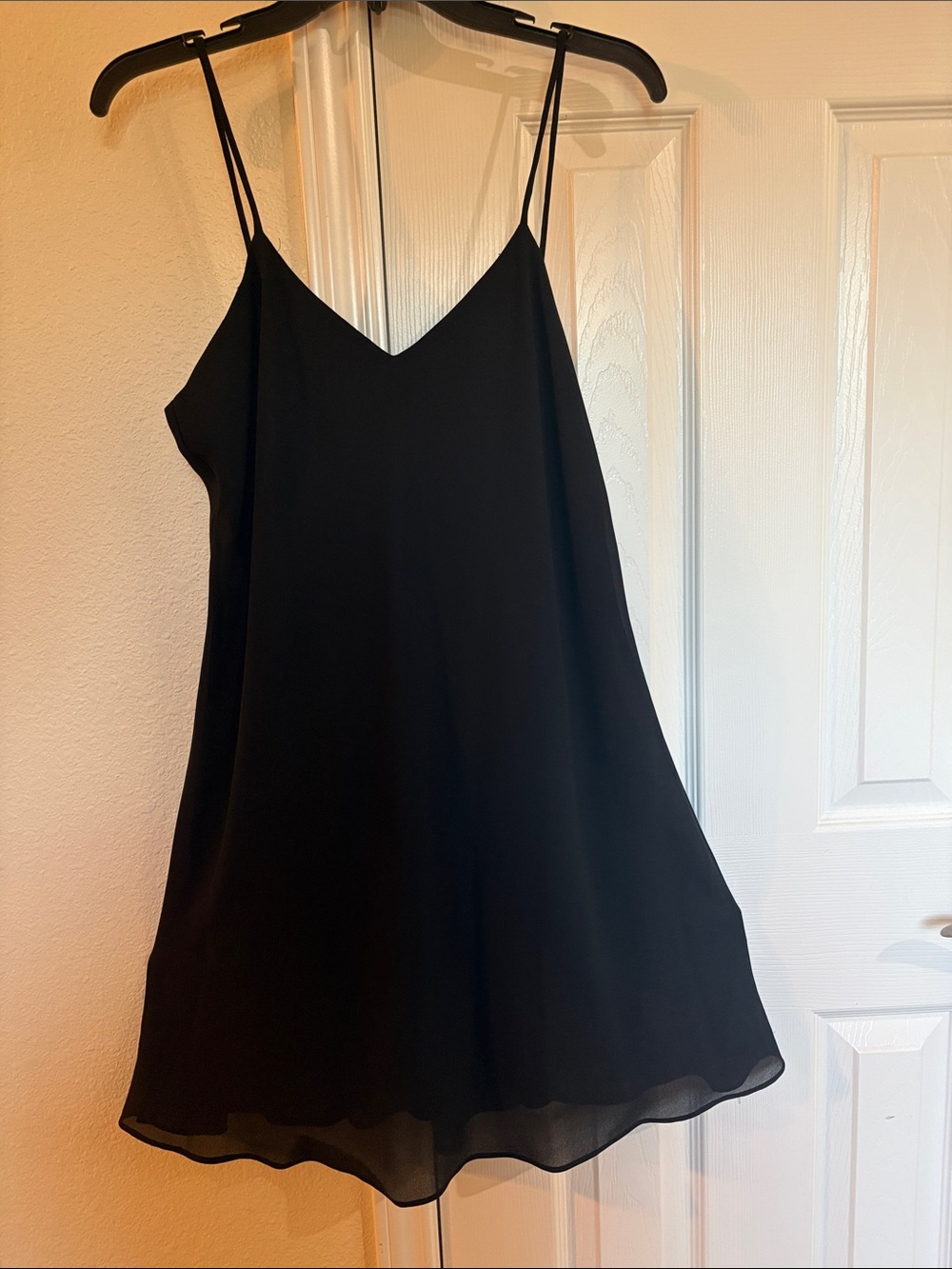 Women's Black Slip-On Dress with Spaghetti Straps